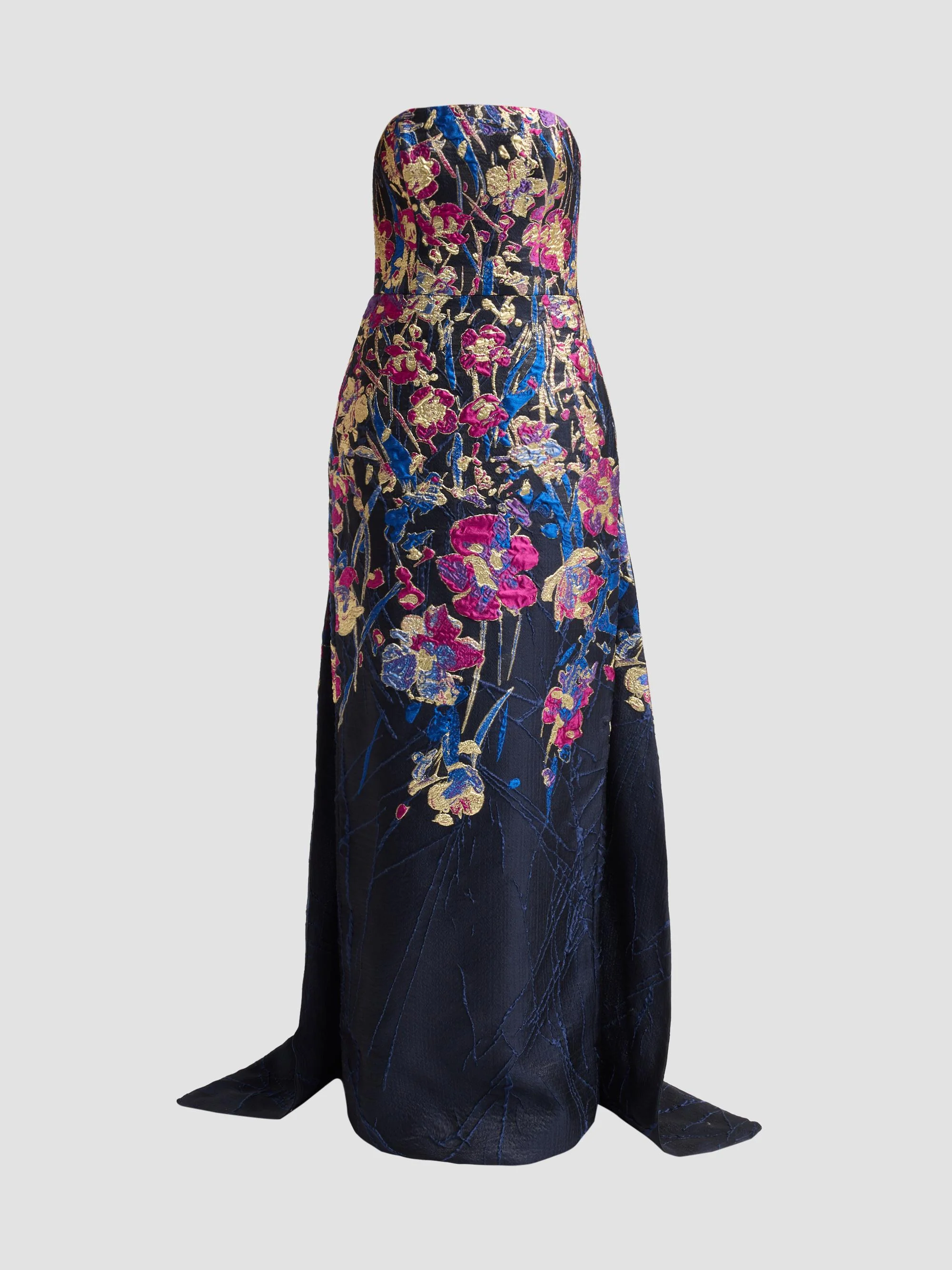 Women's Strapless Column Gown - Navy Fuchsia - 1