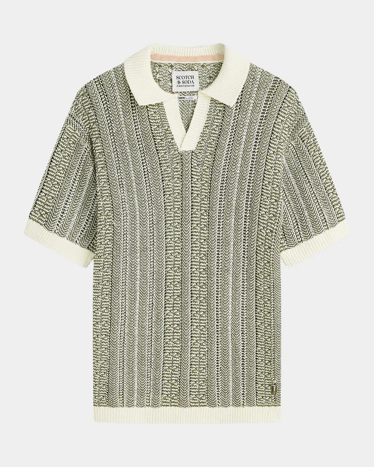 Men's Cable-Knit Johnny Collar Polo Sweater - 1