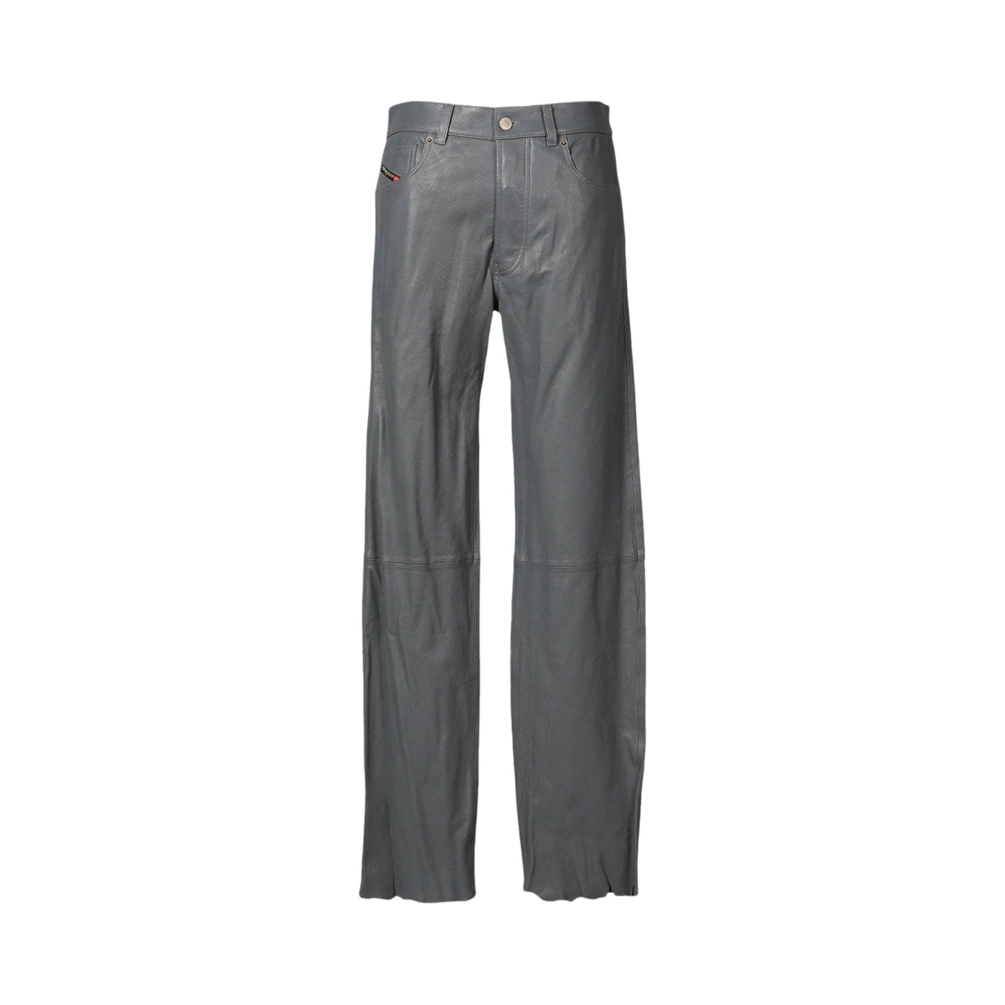 Diesel Regular Fit Leather Trousers 'Grey' - 1