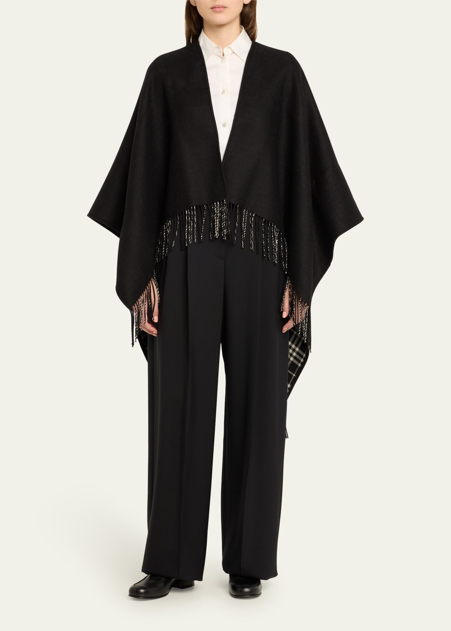 Charlotte Check Wool Cape - 2