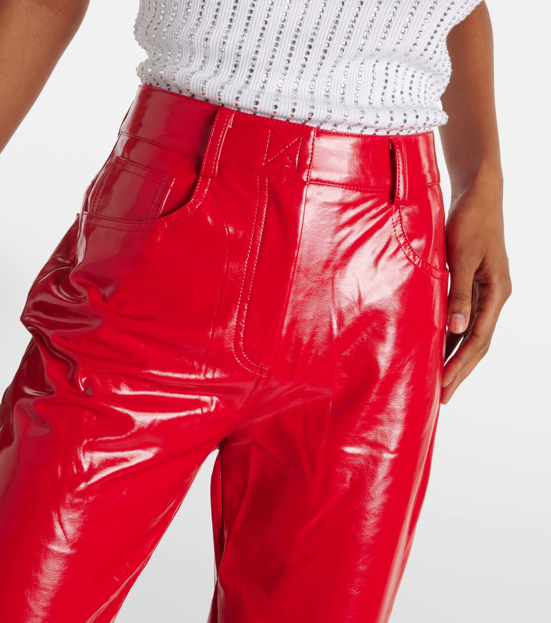 Faux leather bootcut pants - 4