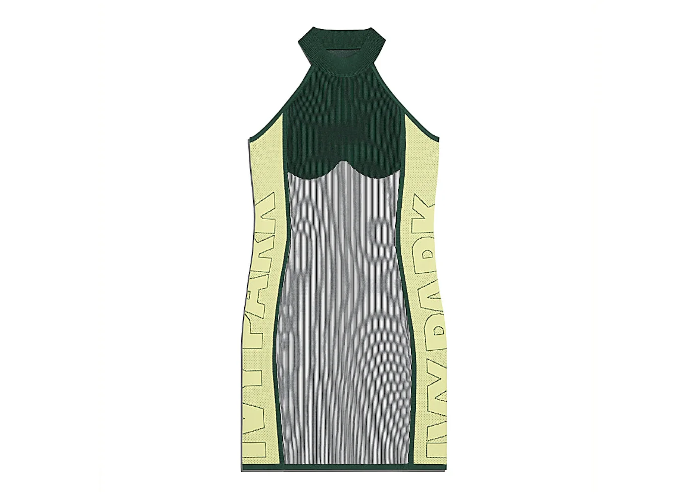 adidas Ivy Park Knit Logo Dress (Plus Size) Dark Green/Black/Green Tint/Yellow Tint - 1