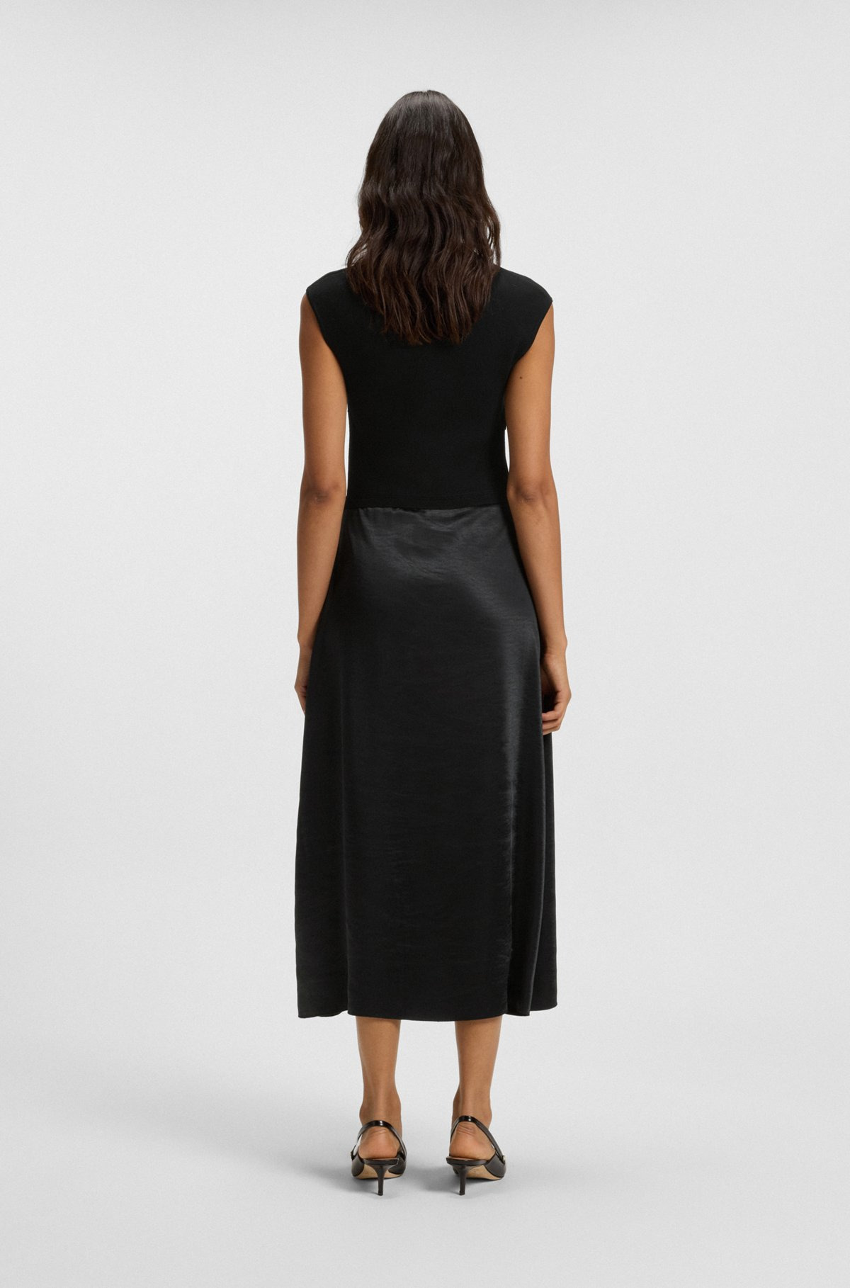 KNITTED DRESS WITH SATIN SKIRT - 5