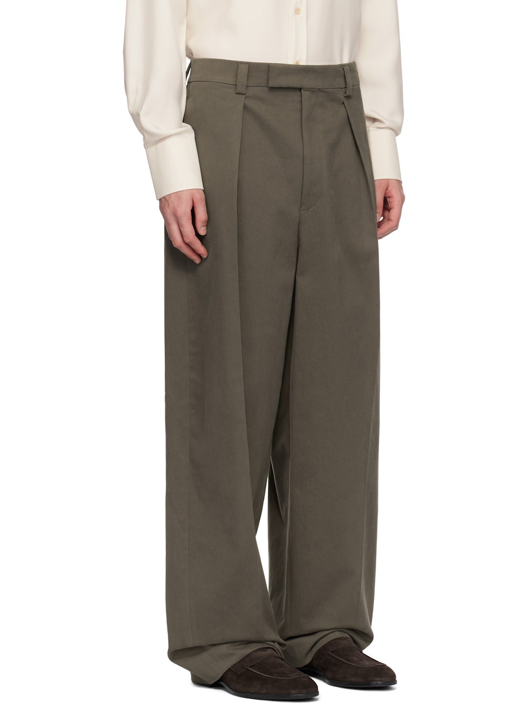Brown Inverted Pleats Trousers - 2
