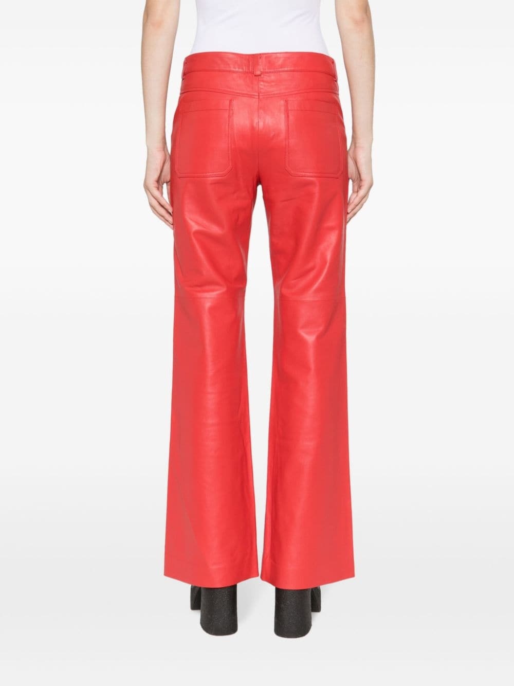 straight-leg leather trousers - 4