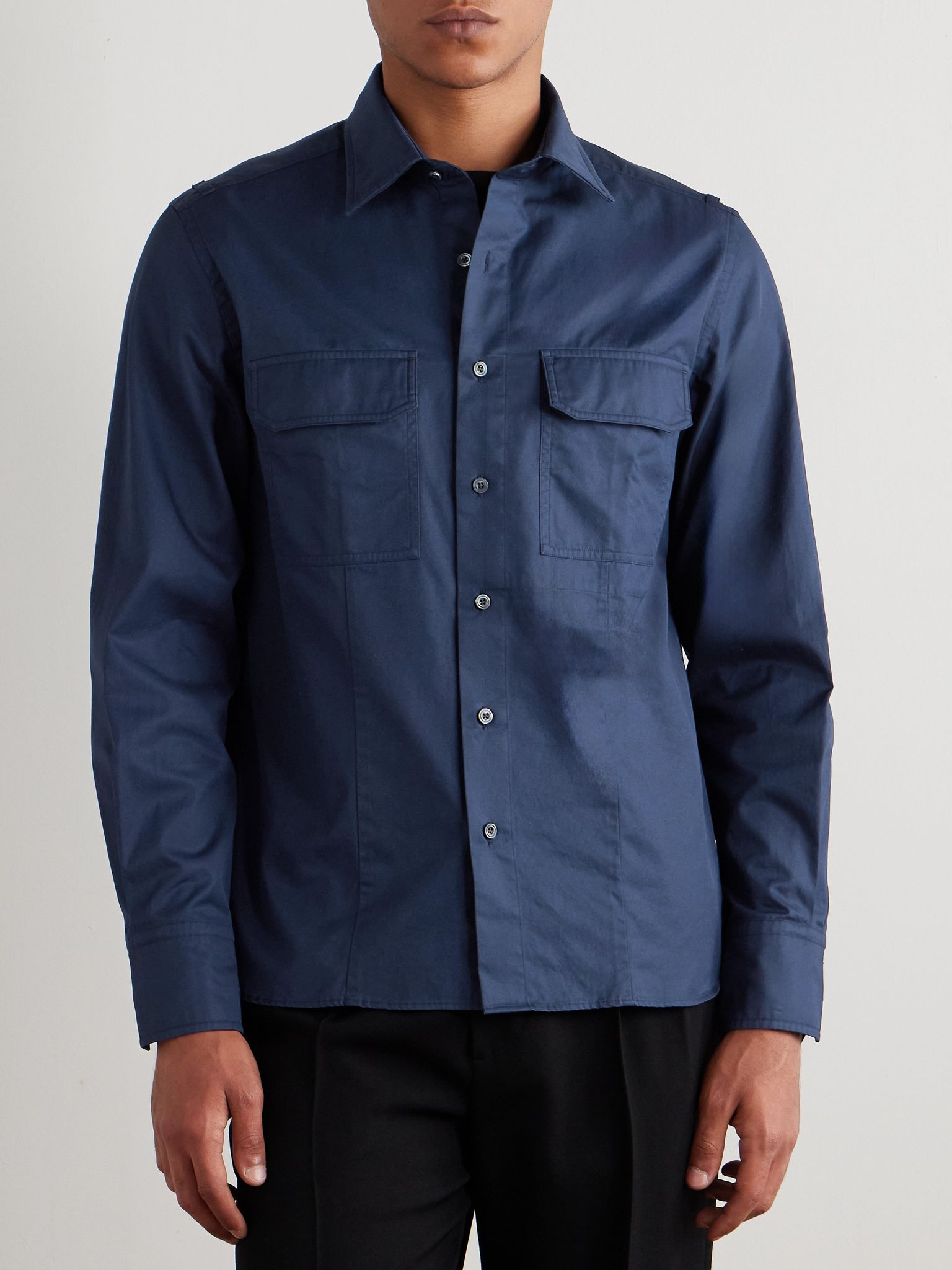 Cotton-Twill Shirt Navy - 3