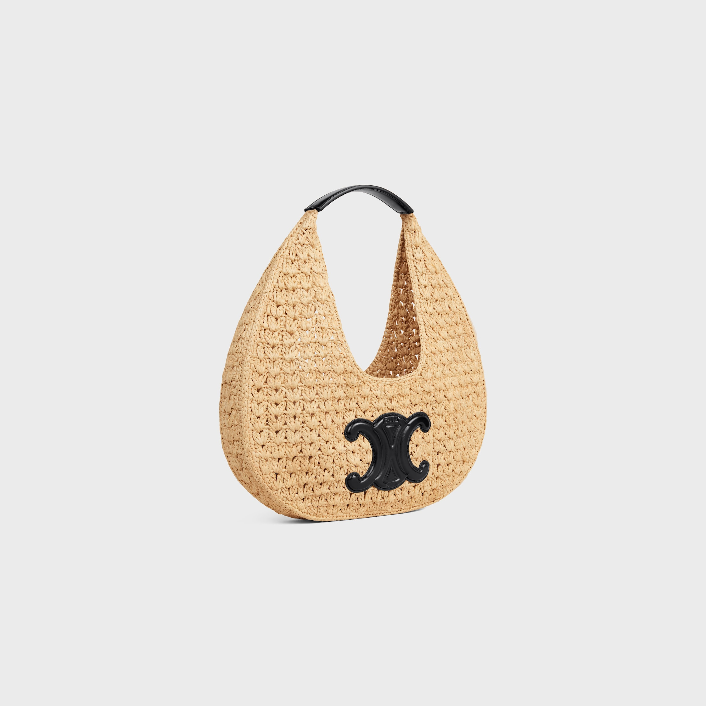 celine classic panier HOBO BAG IN Raffia and Calfskin - 2