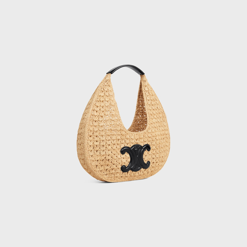 CELINE celine classic panier HOBO BAG IN Raffia and Calfskin outlook