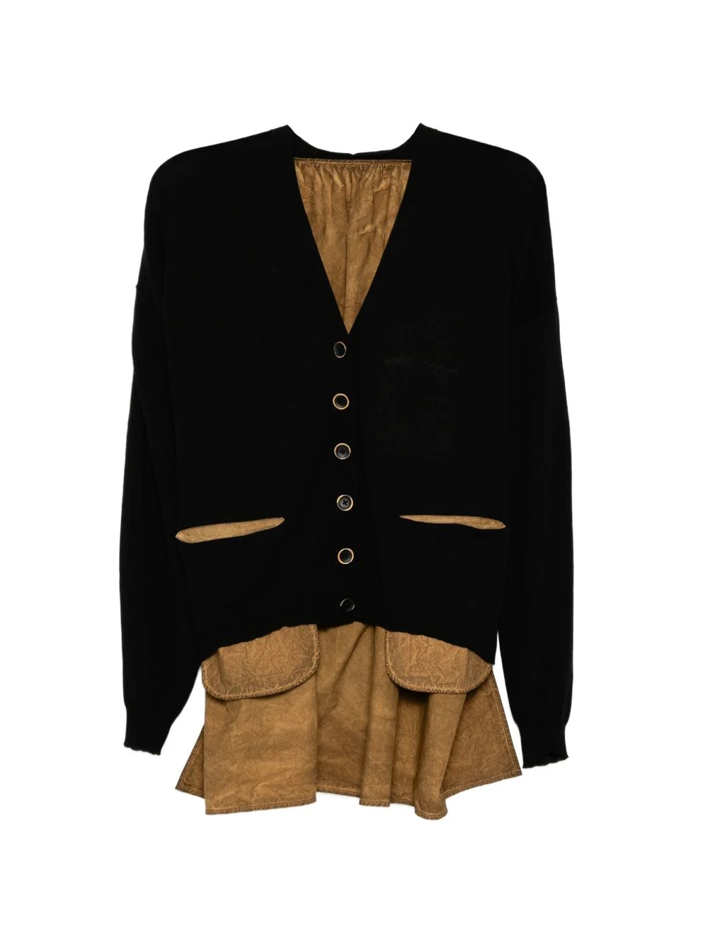 panelled crepe cardigan - 1