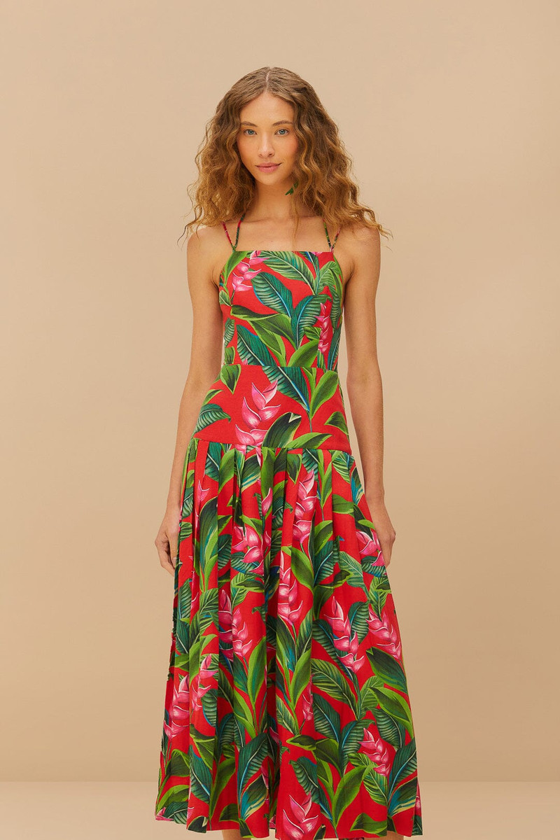 Red Dream Garden Lenzing™ Ecovero™ Euroflax™ Maxi Dress 1