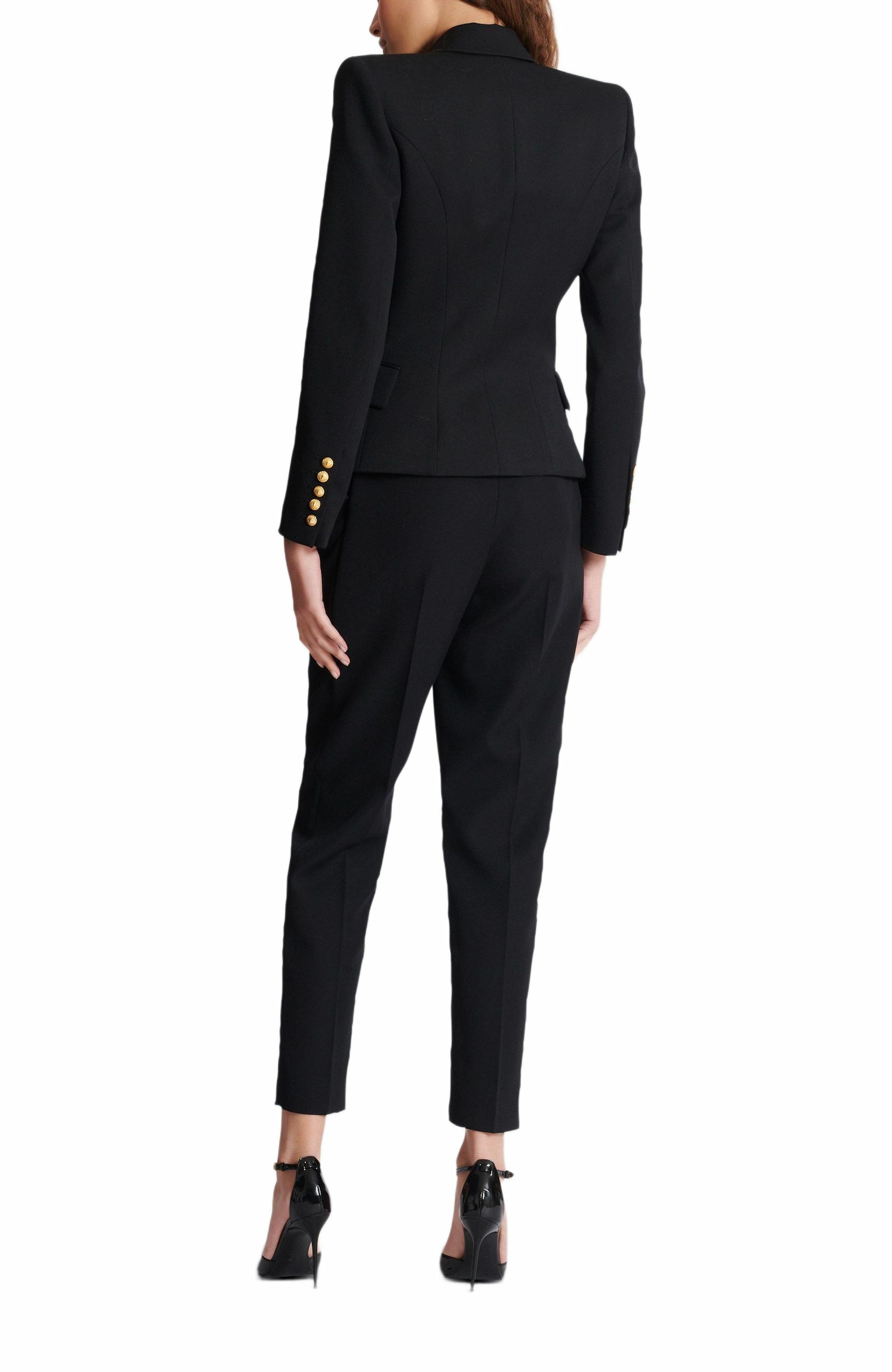 Balmain Grain de poudre 6-button fitted jacket in Black at Nordstrom - 4