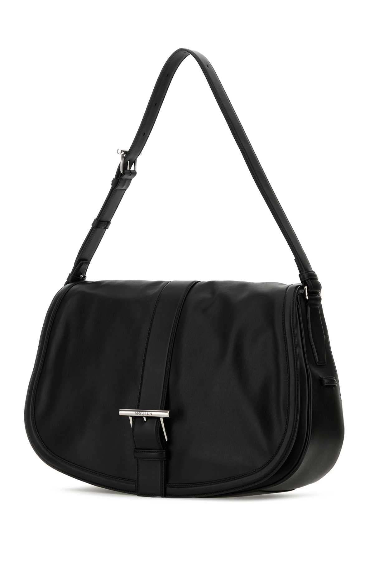 Alexander Mcqueen Men Black Leather Maxi Satchel Shoulder Bag - 2