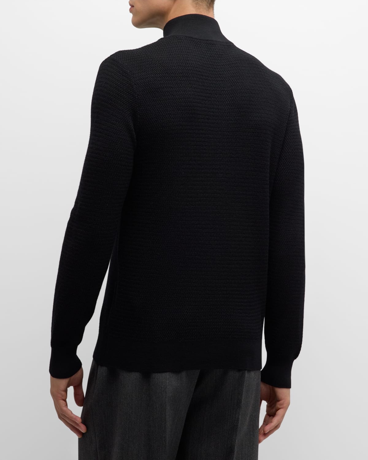 Men's Textured Full-Zip Sweater - 4