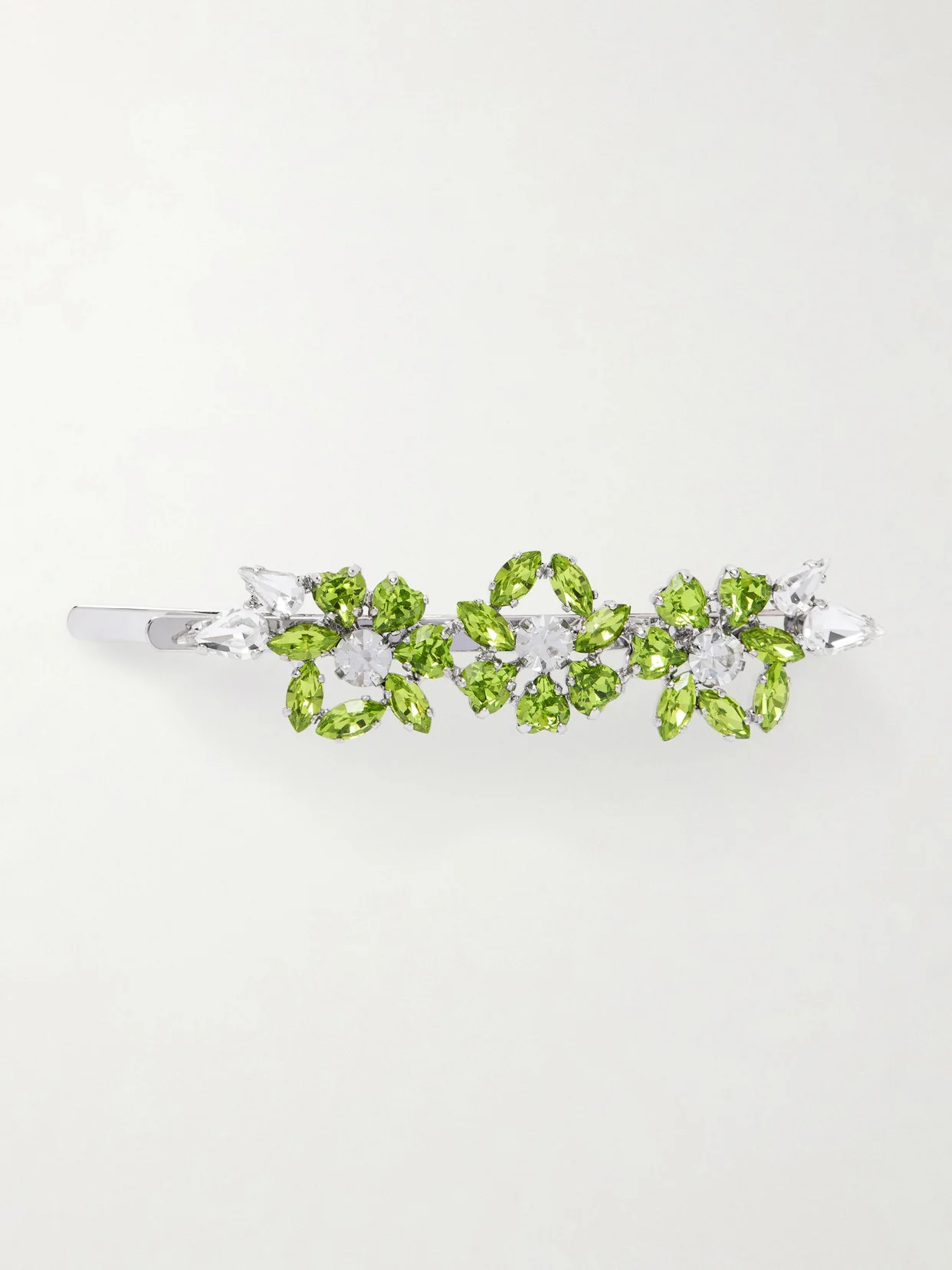 Heartbloom Silver-tone Crystal Hair Slide - 1