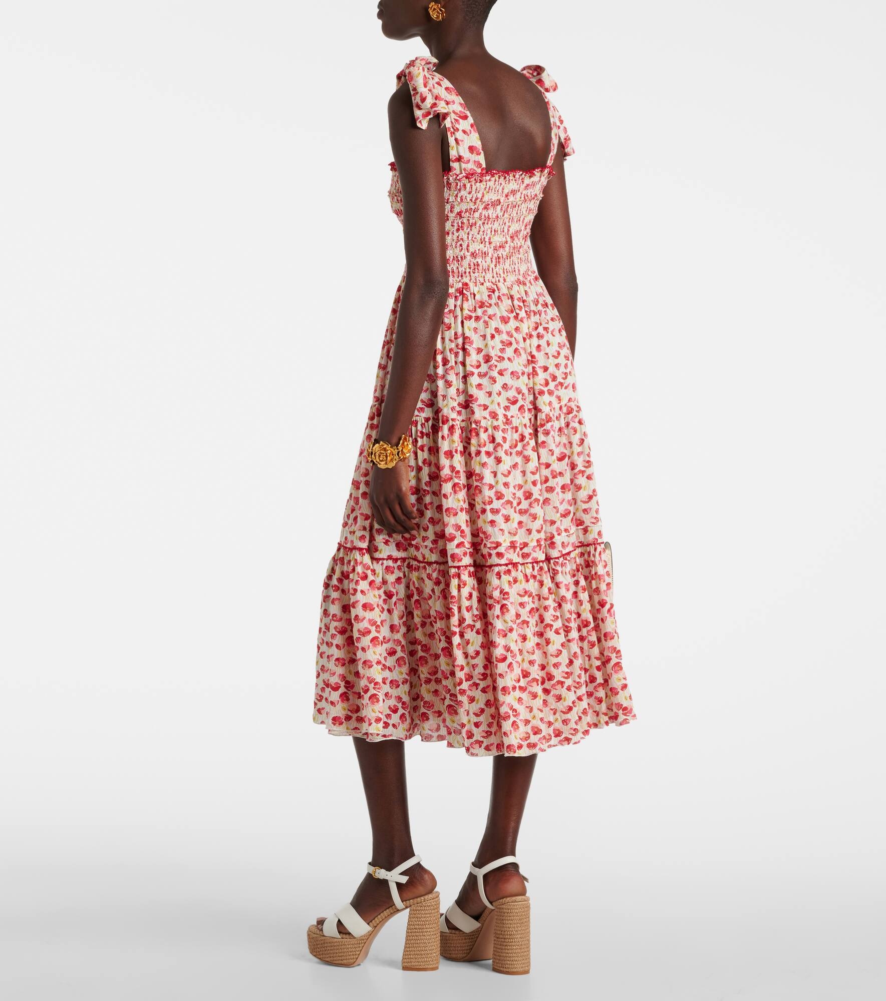 Triny polka-dot shirred midi dress - 3