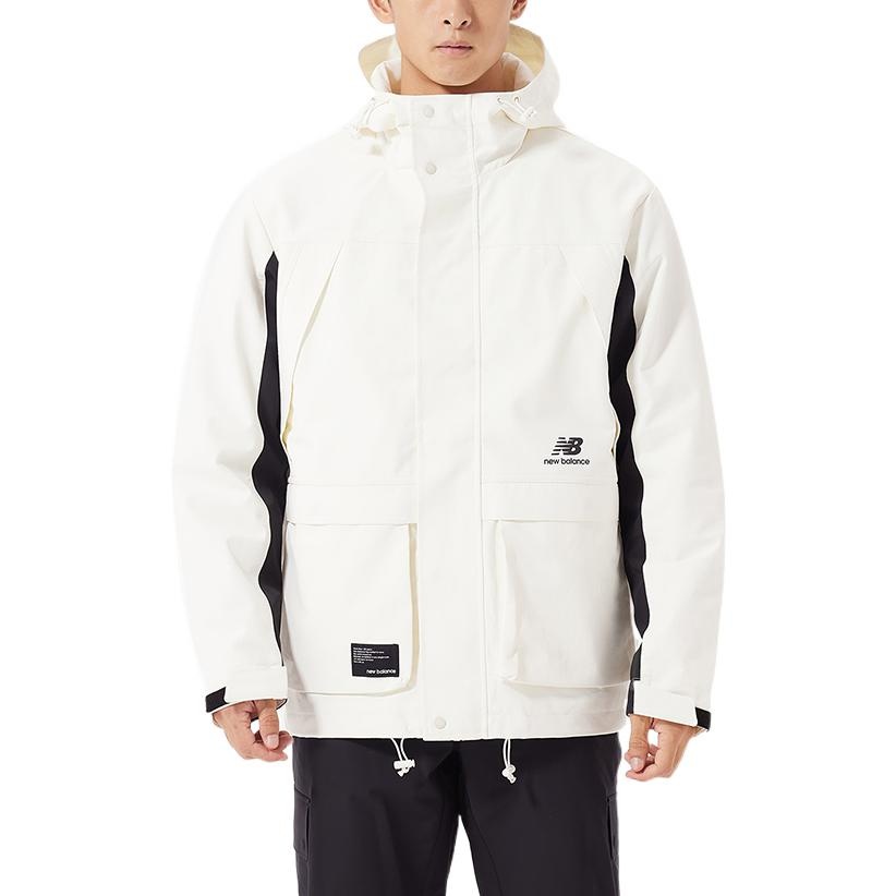 New Balance FW22 Hooded Windproof Jacket 'White Black' AMJ23320-CIC - 3