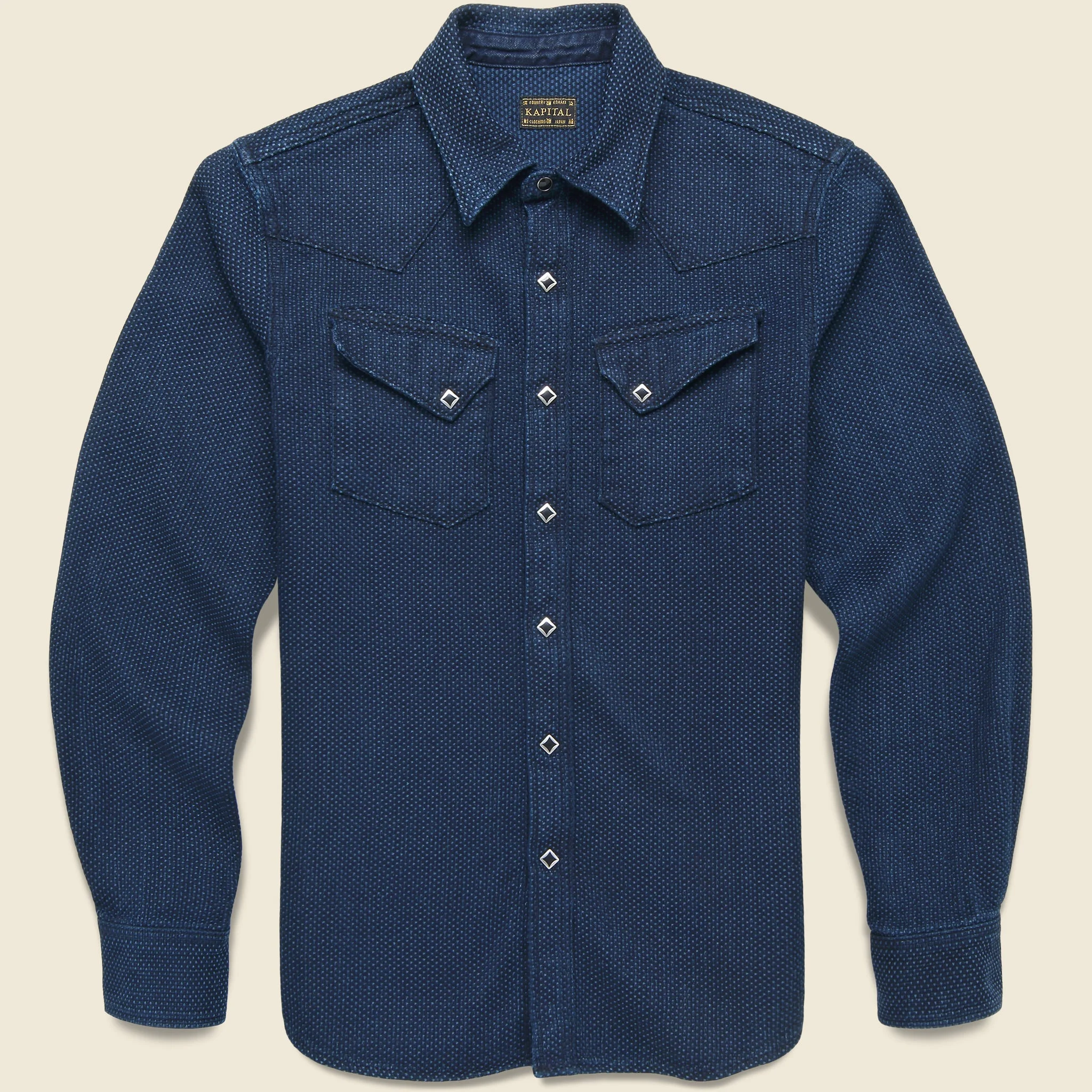 Sashiko Western Shirt - Indigo - 1