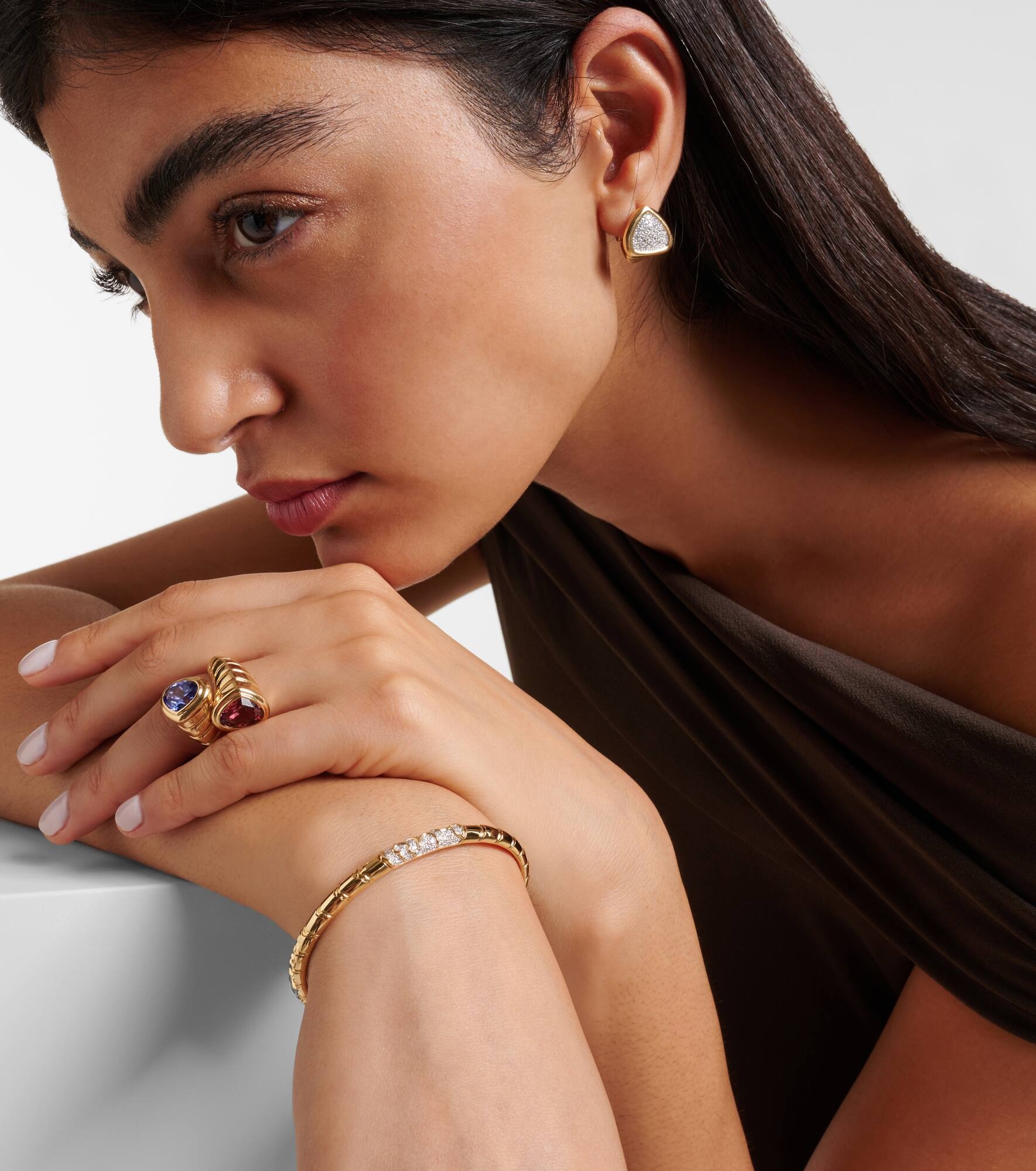 Ondine 18kt gold bangle with diamonds - 2