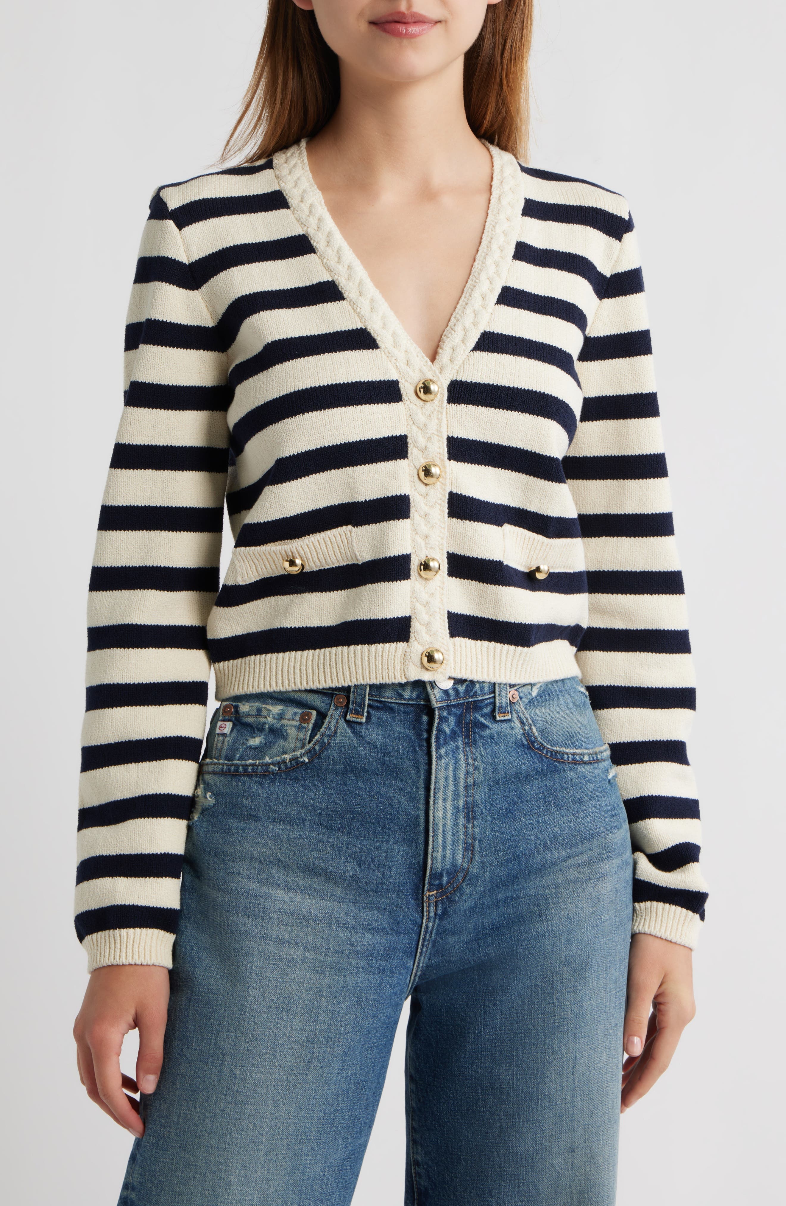 FRAME The Harbor Cardigan in Navy Multi at Nordstrom - 1