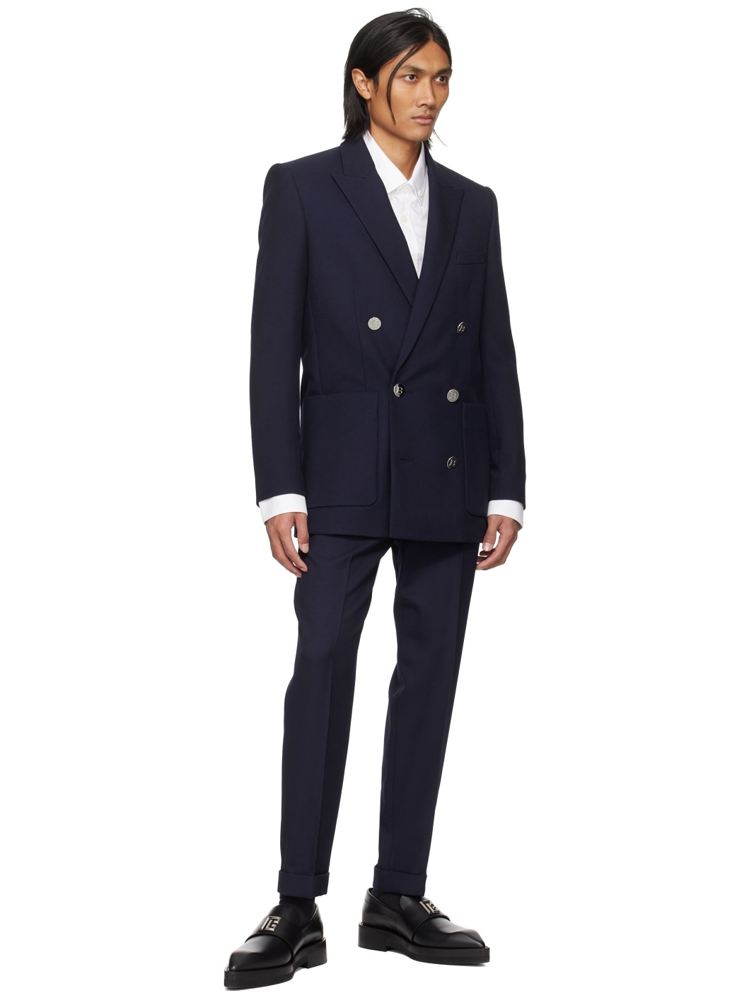 Navy Double-Breasted Blazer - 4