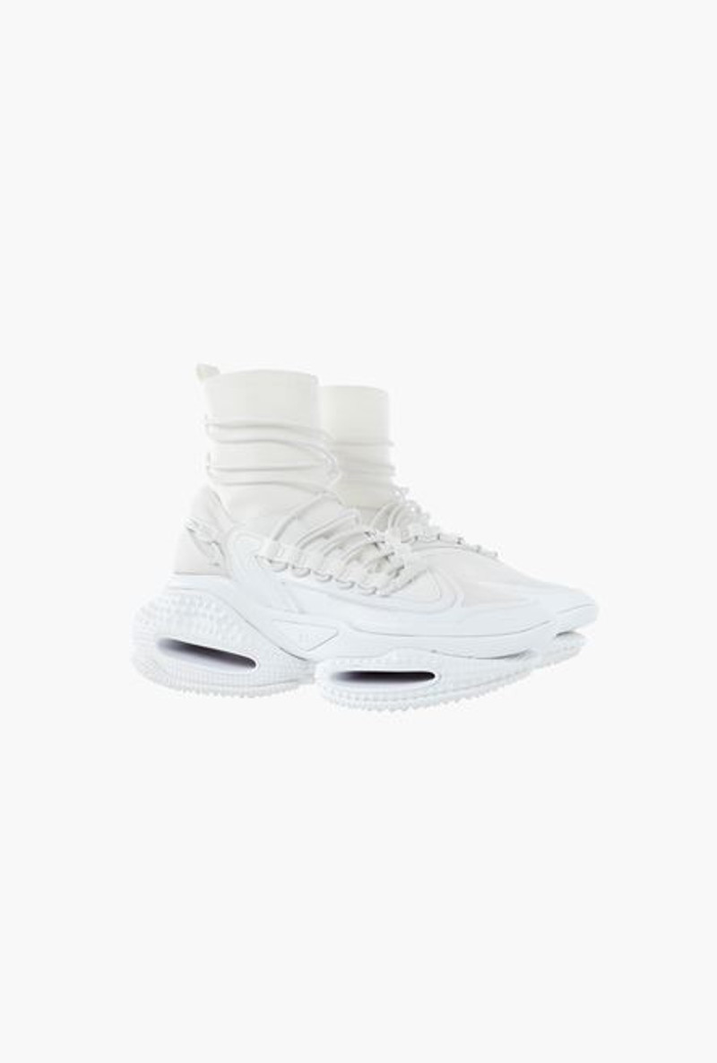 White mesh and knit B-Bold Runner sneakers with elastic bands 2