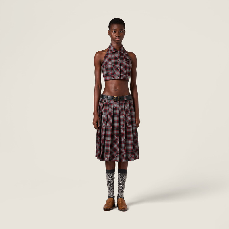 Miu Miu Tartan patchwork top outlook