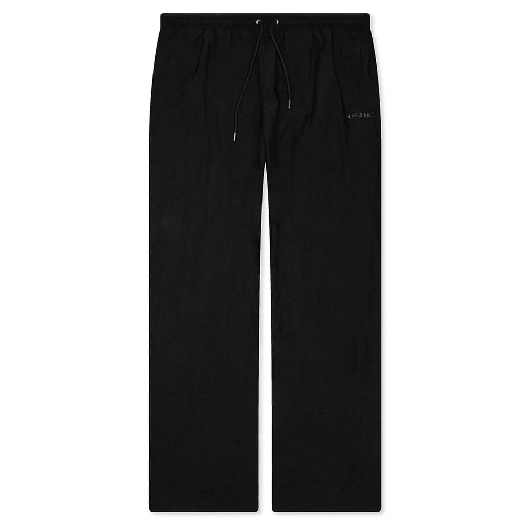 GLOSSY ARROW NYLON RELAX TRACK PANT - BLACK - 1