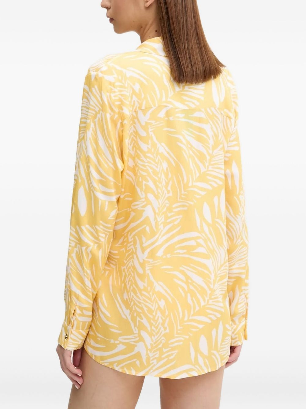 leaf-print button-down shirt - 2