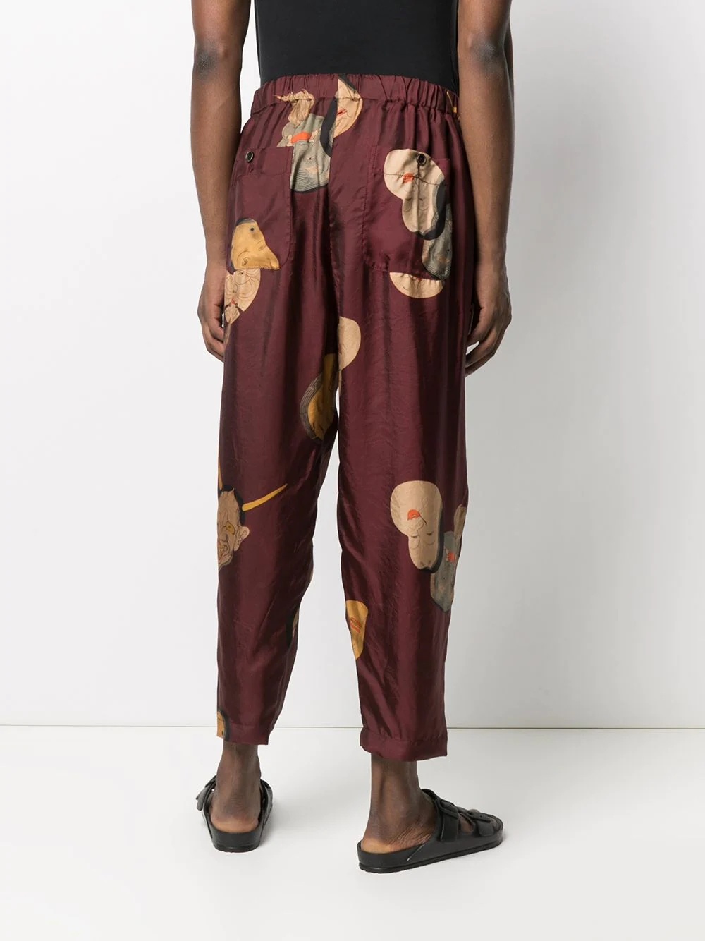 printed tied-waist trousers - 4