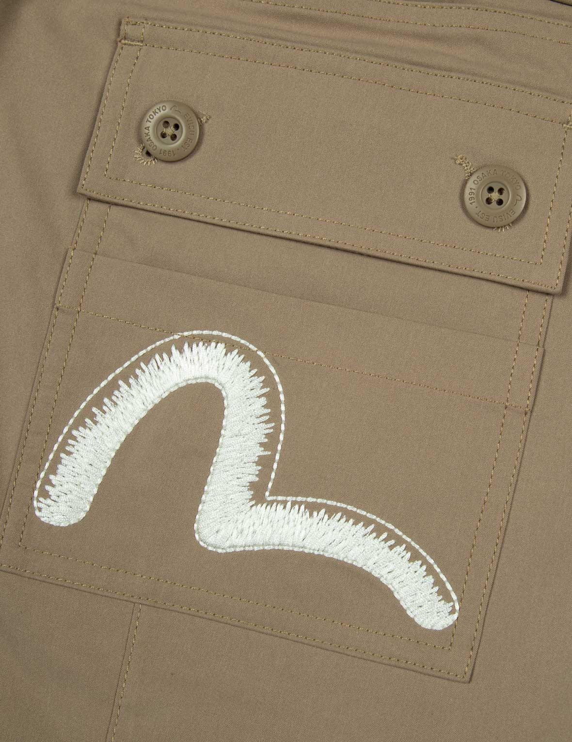 KAMON AND SEAGULL EMBROIDERY LOOSE FIT CARGO PANTS - 11