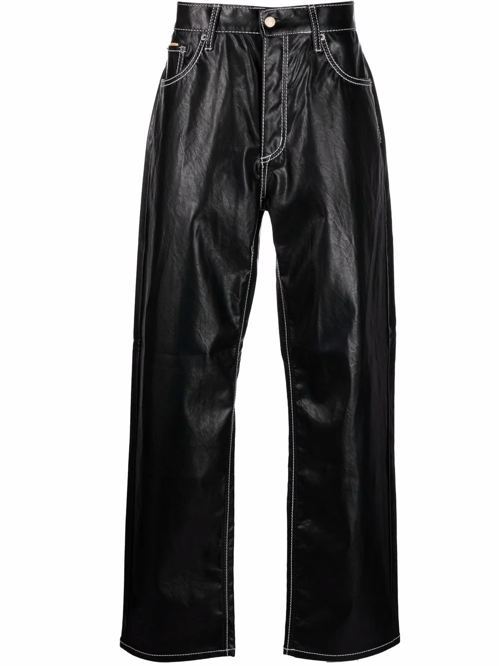 faux-leather wide-leg trousers - 1