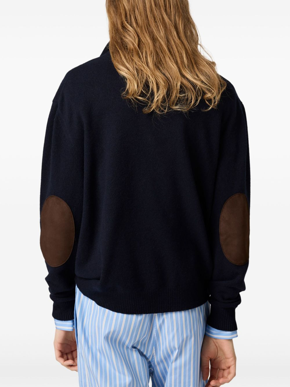 suede-patch half-zip sweater - 4