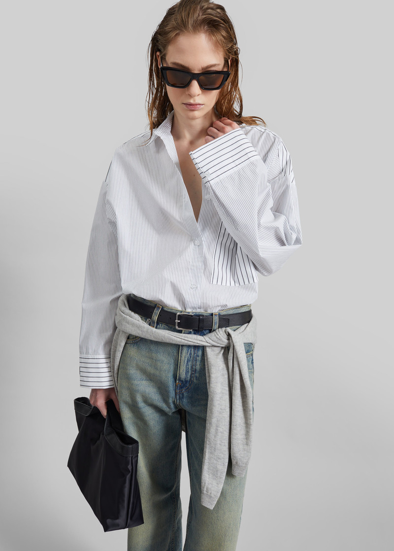 By Malene Birger Derris Shirt - White/Black Mix Stripe 4