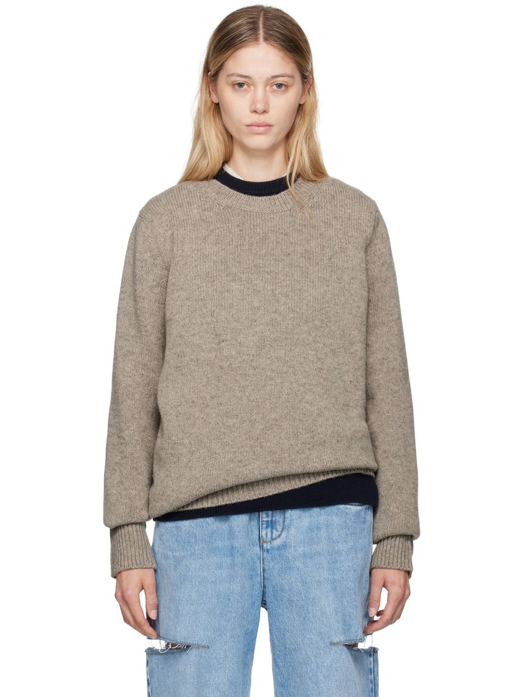 Beige Shetland Wool Sweater - 1
