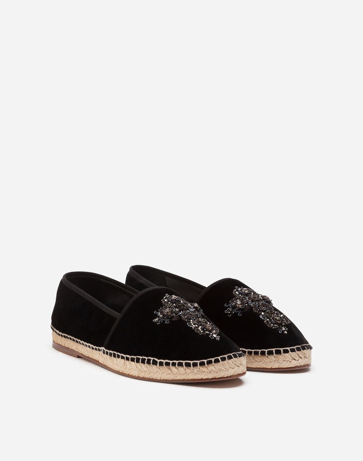 Velvet espadrilles with rope sole and cross embroidery - 2