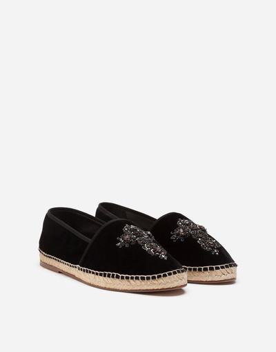 Dolce & Gabbana Velvet espadrilles with rope sole and cross embroidery outlook