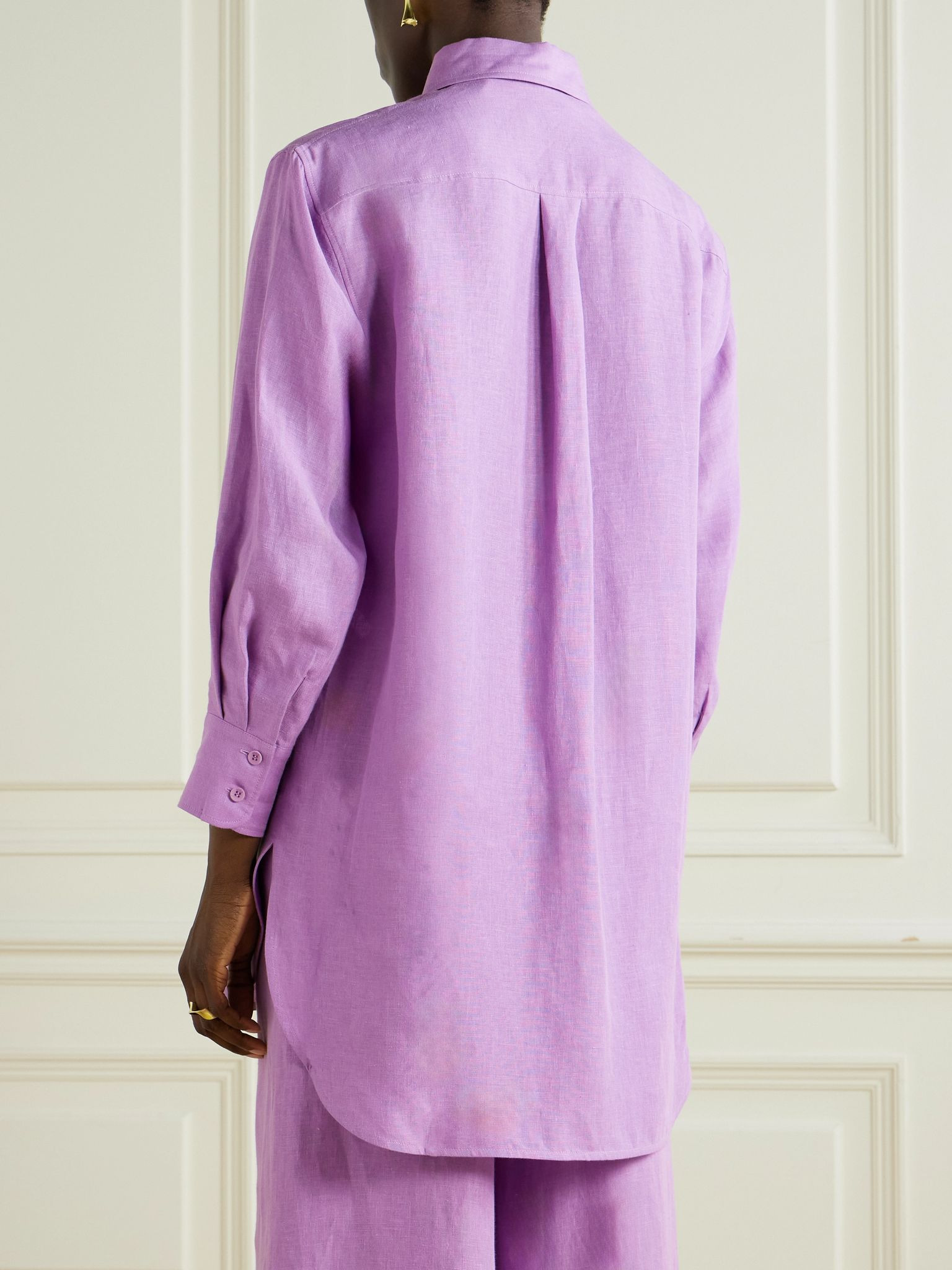 L'intemporel Mignonette linen shirt Purple - 4