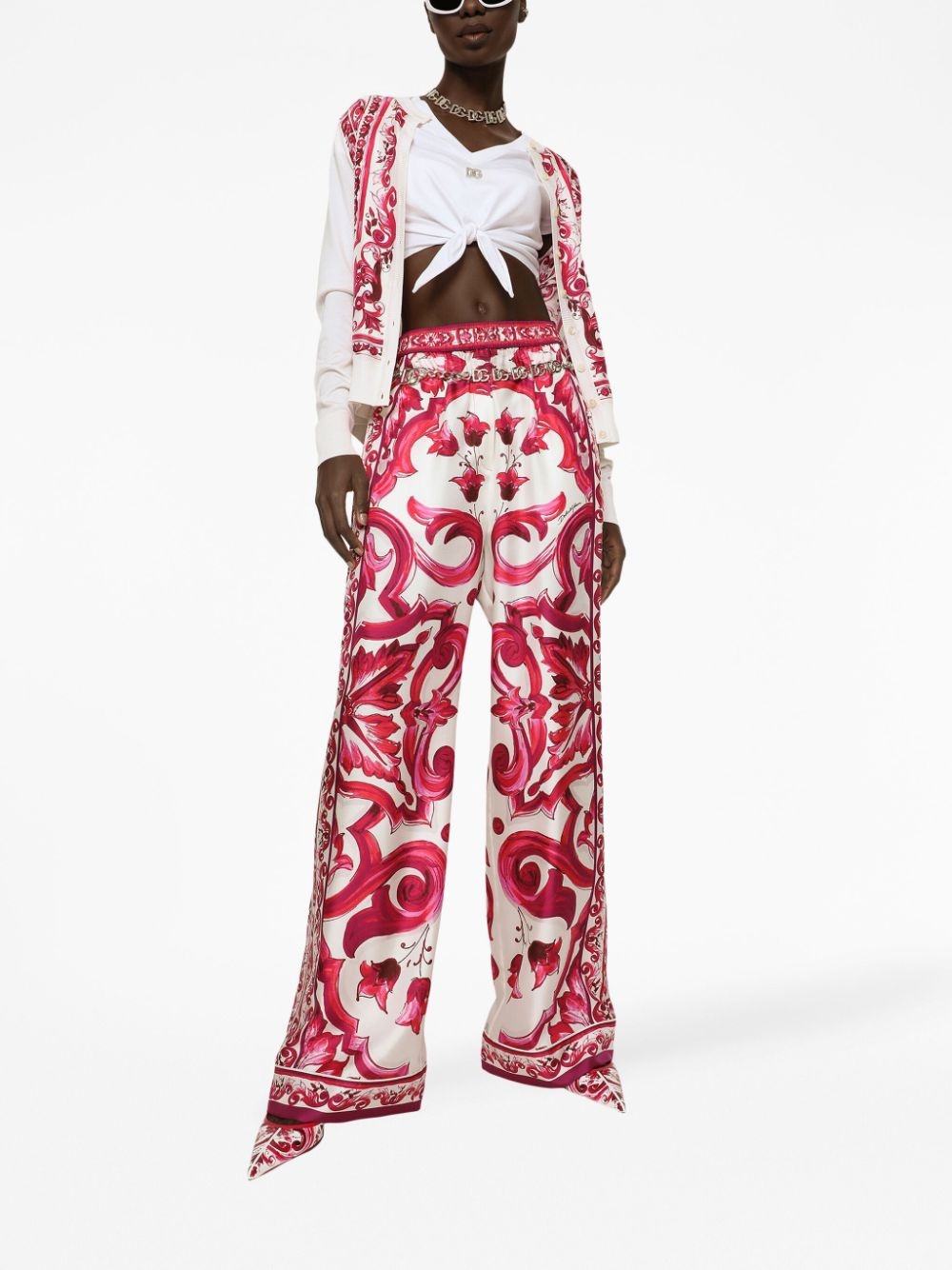 Majolica-print silk cardigan - 3