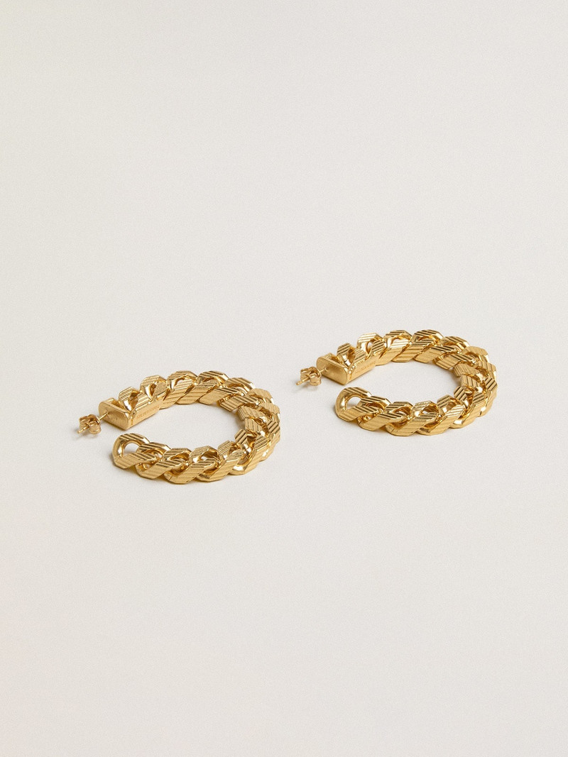 Golden Goose Chain hoop earrings with antique gold colored braided links outlook