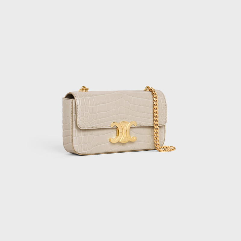 CELINE CHAIN SHOULDER BAG triomphe in Crocodile outlook