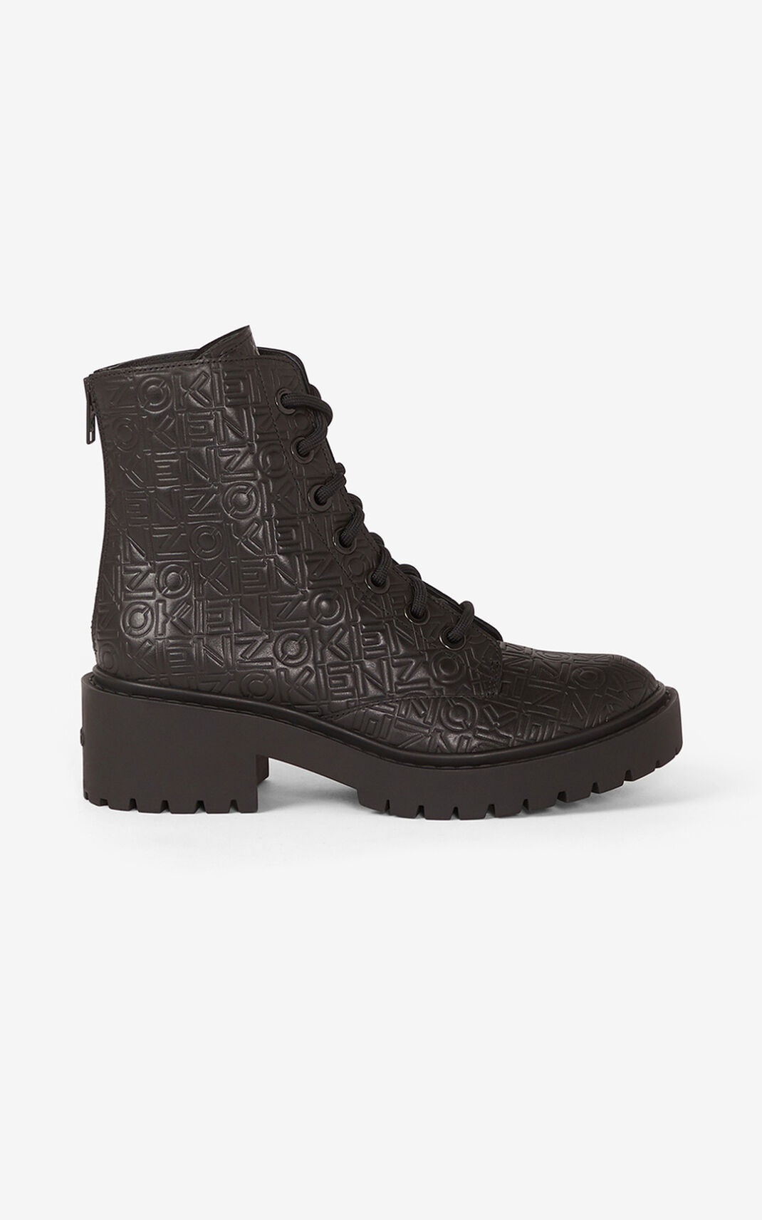 Pike lace-up embossed leather ankle boots - 1