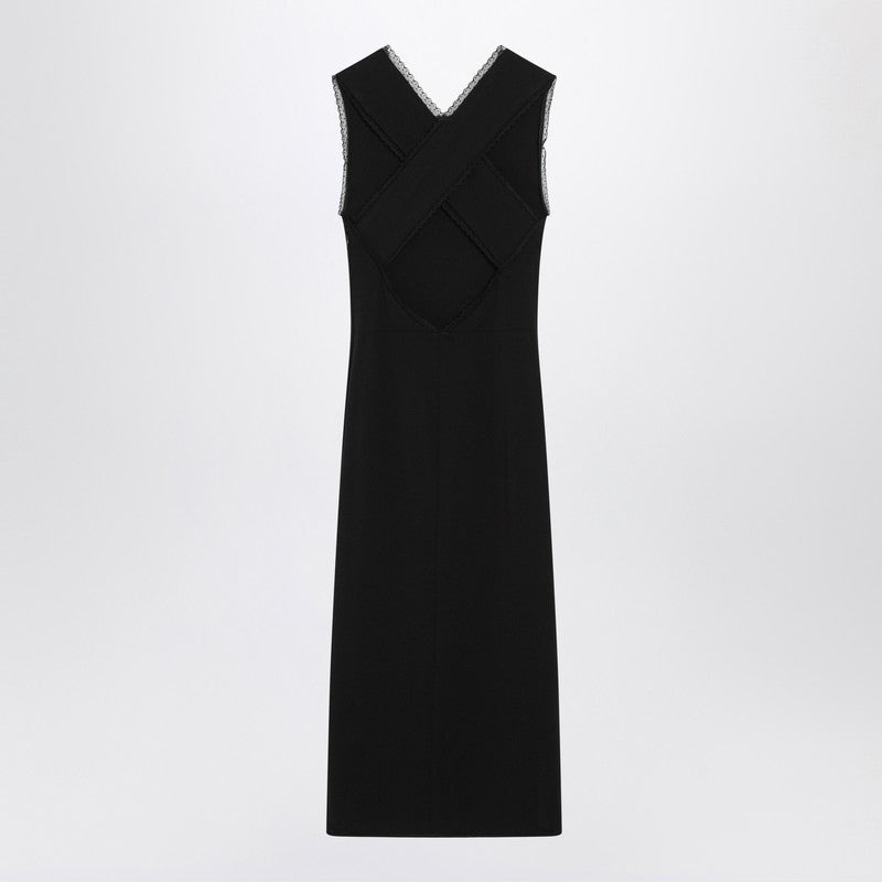 ワンピース PRADA BLACK MIDI DRESS WITH LACE DETAILS Prada Prada Black Midi Dress With Lace Details Women