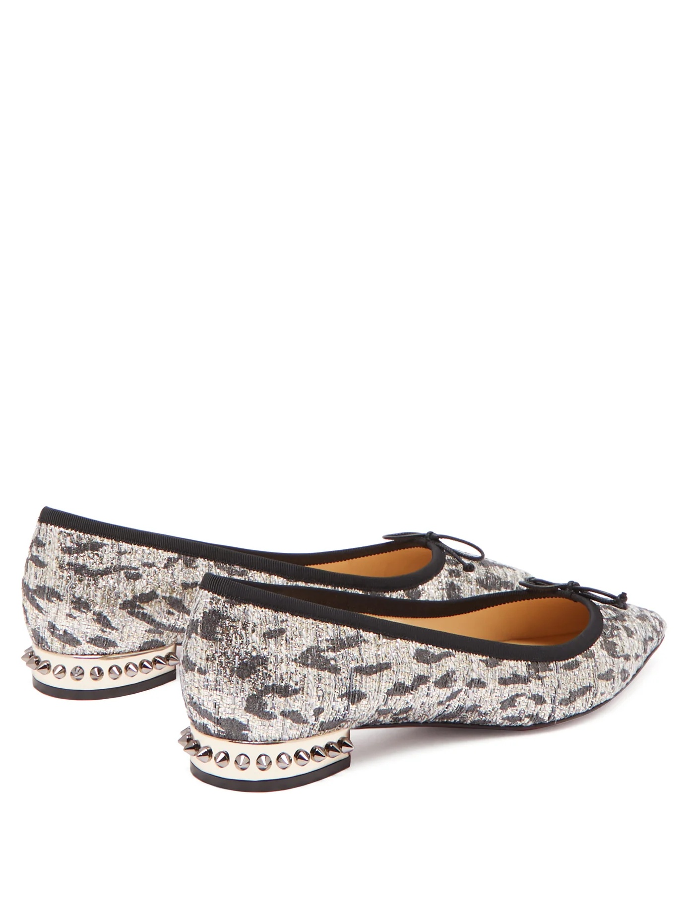 Hall spike-embellished Lurex-tweed ballet flats - 4