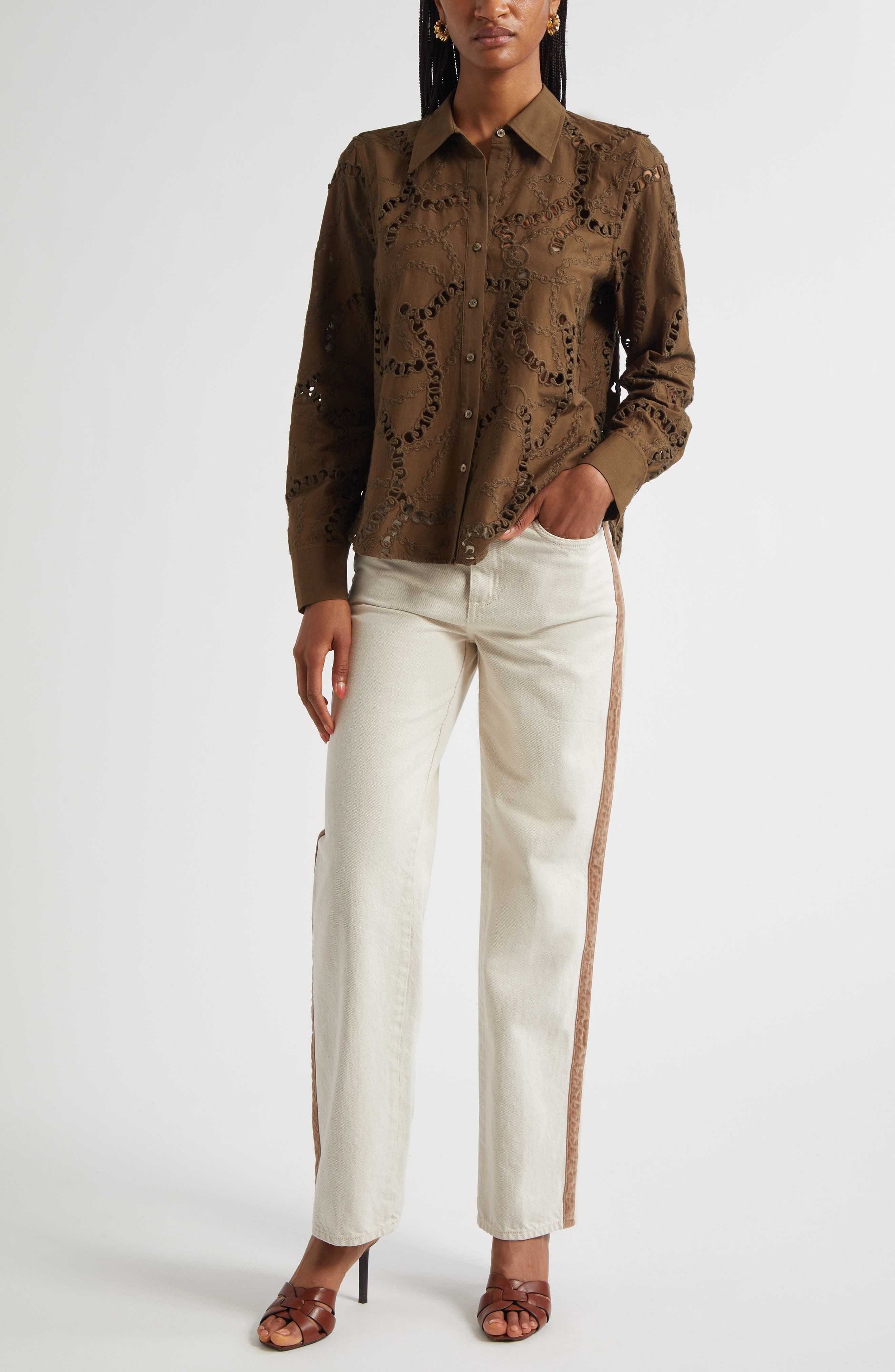 L'AGENCE Jones High Waist Stovepipe Jeans in Desert Tan/Ivory Taupe at Nordstrom - 2