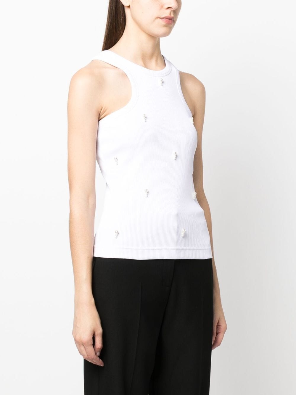 pearl-embroidered racerfront tank top - 3