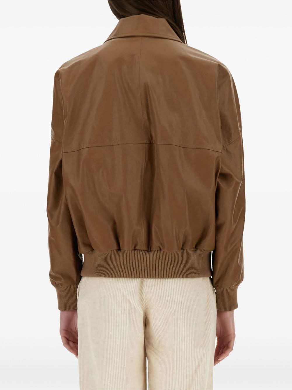 zip-fastening ribbed-hem jacket - 4