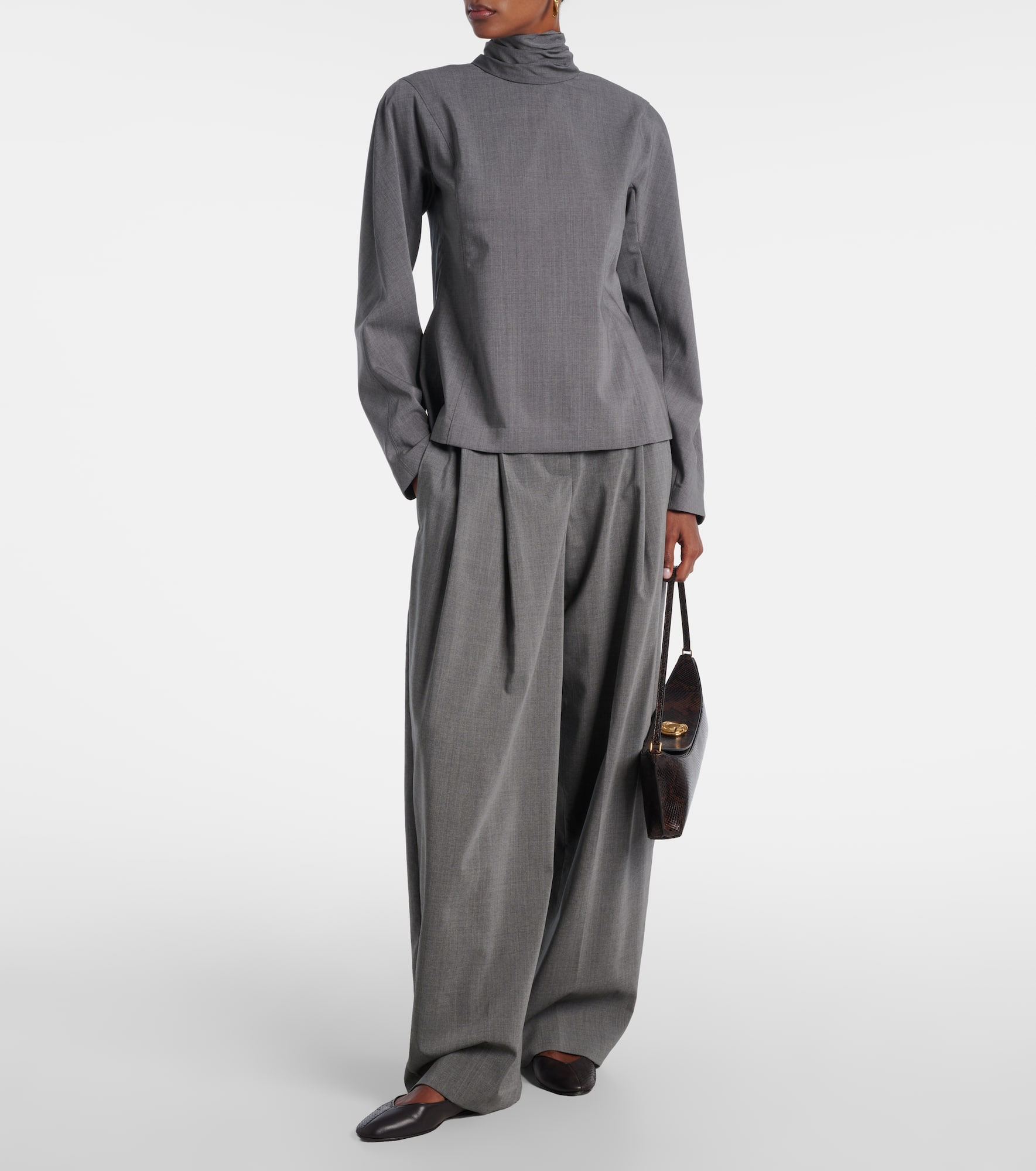 Pleated wool wide-leg pants - 2