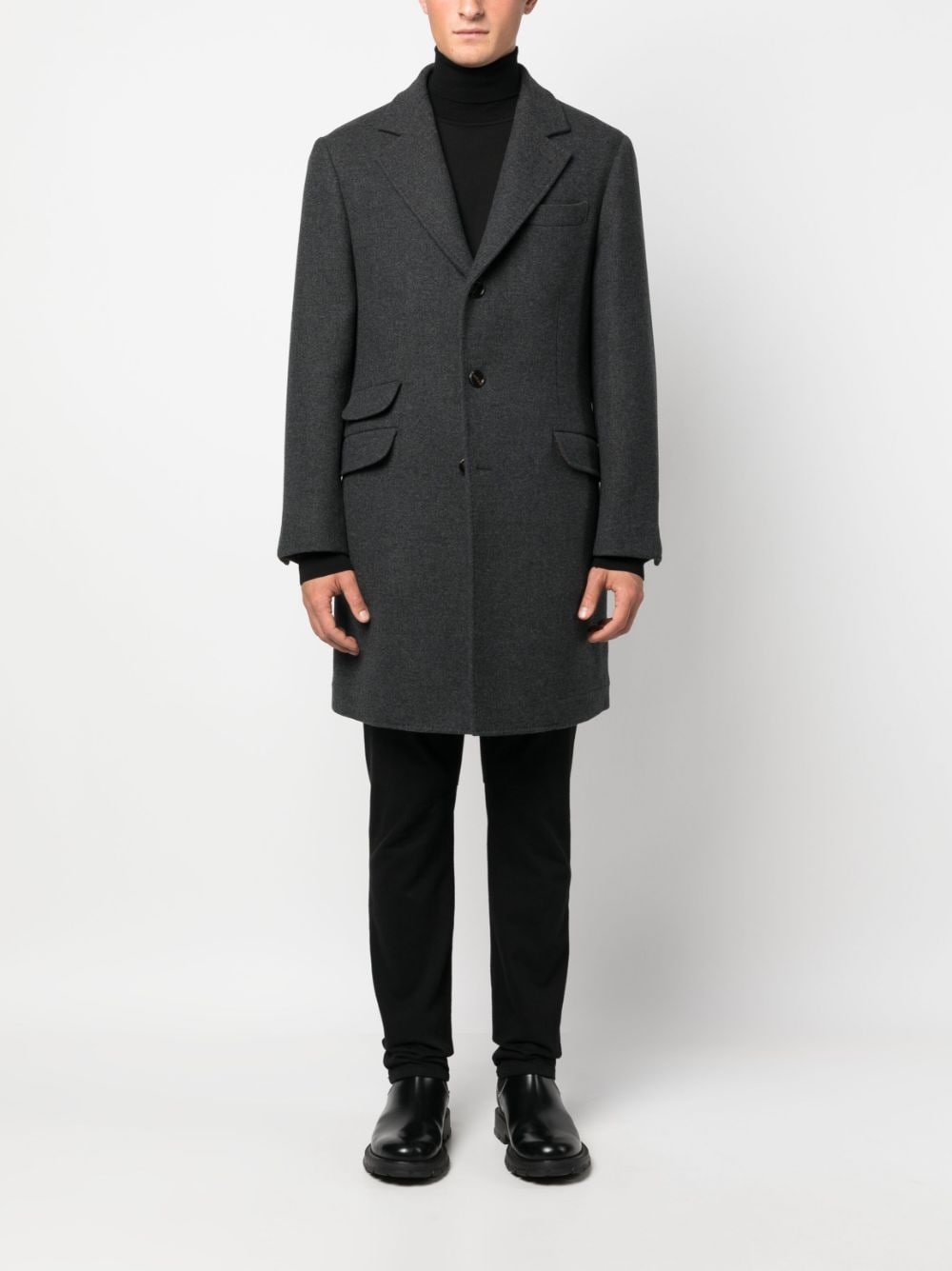 double-flap pocket wool-blend coat - 2