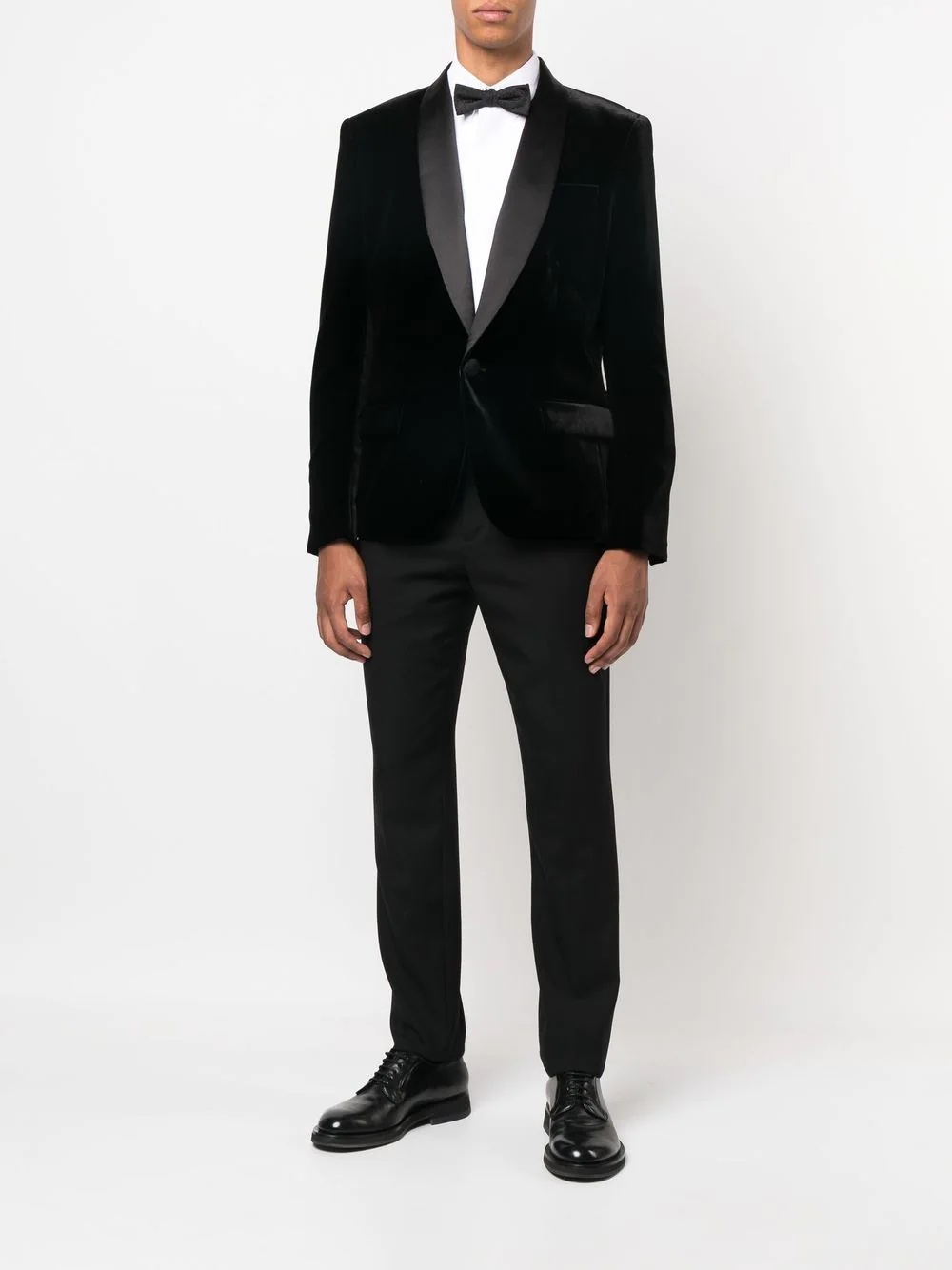 velvet-effect single-breasted suit jacket - 2