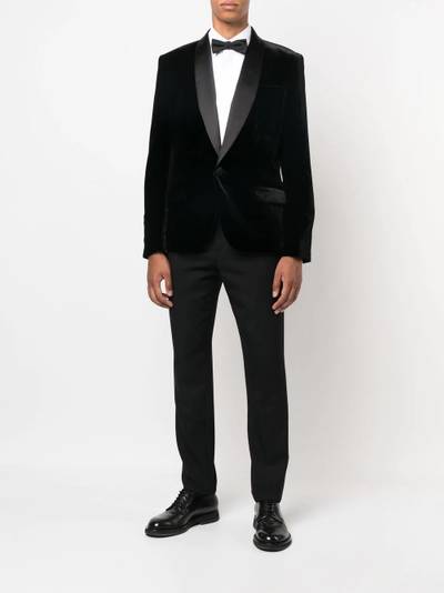 Balmain velvet-effect single-breasted suit jacket outlook